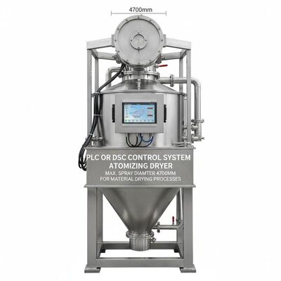 Secador Atomizador com Sistema de Controle PLC ou DSC Apresentando Diâmetro Máximo de Pulverização de 4700mm Projetado para Processos de Secagem de Materiais